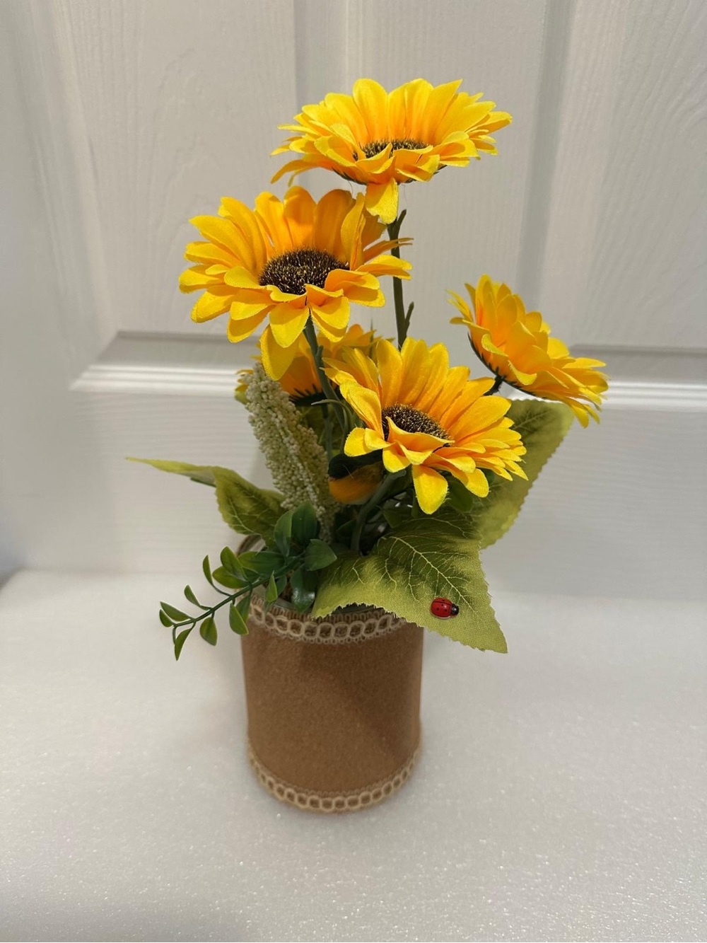 14” Handmade Artificial Fall Sunflower Arrangement